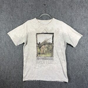 Led Zeppelin Man With Sticks Tie Dye IV Album Cover T Shirt Gray Mens Large